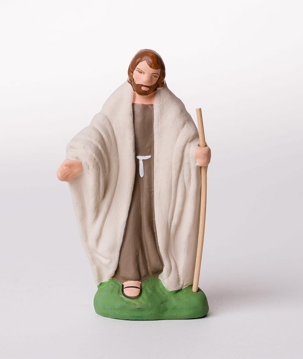 Santon 7 cm Le Saint Joseph, pour la crèche de Noel, en argile peint