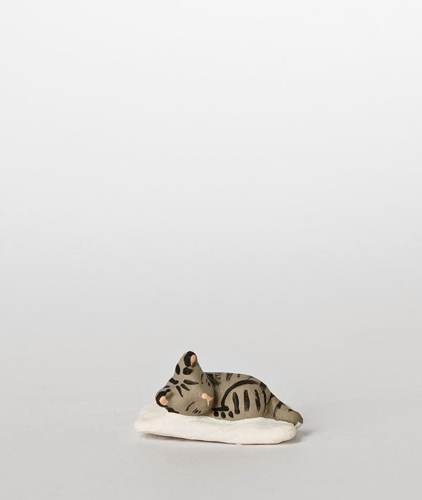 Santon le chat coussin gris tigré